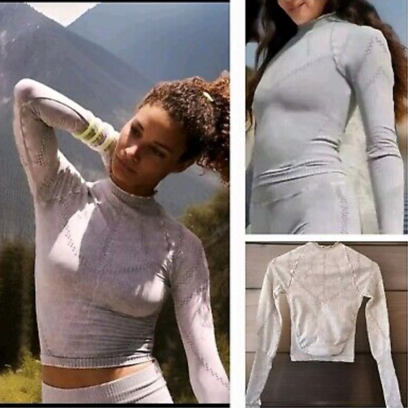 NWT Free People Movement Good Karma Ice Grey High Neck Layering Top - Picture 6 of 8